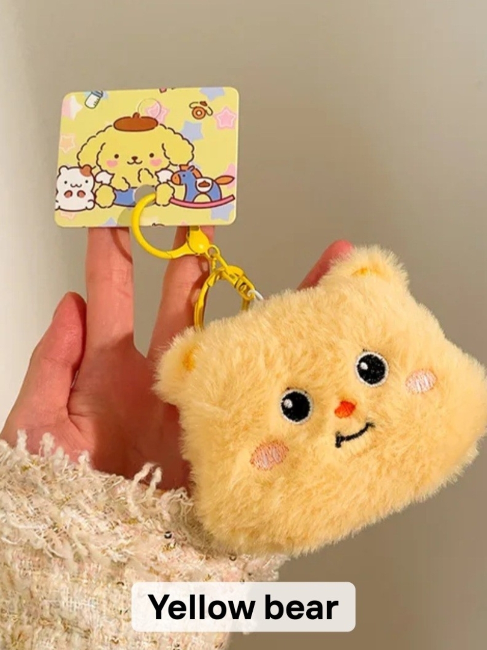 Keychain Plush Yellow Bear Bag Charm NWOT